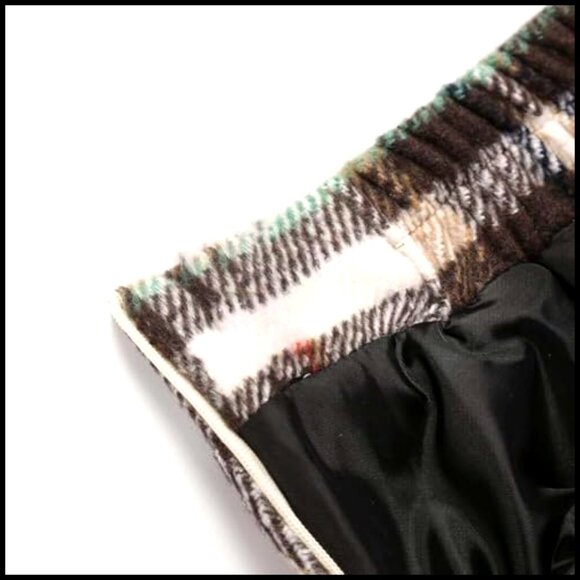 Wool Plaid Skirt High Waist A-Line Pleated Midi Casual Fall Winter - Picture 4 of 6